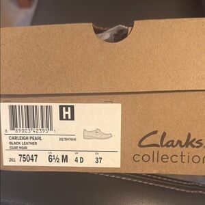 Clarks Black Leather Slip-On Shoes with Buckle